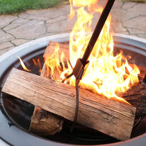 Sunnydaze Log Grabber 36" Spring-Loaded Black Steel Heavy-Duty Firewood Claw