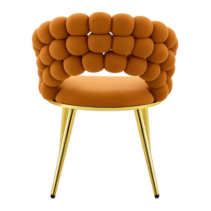 Velvet Dining Chairs Set of 2, Modern Upholstered Vanity Chairs Accent Chairs with Golden Metal Legs
