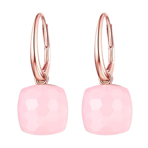 Vedantti Magic Honeycomb Cut Pink Opal Gemstone Angel Leverback Earring