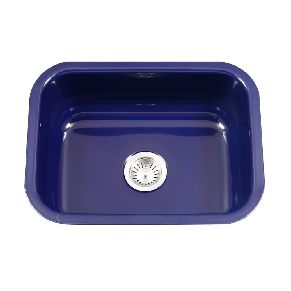 Houzer Porcela 22-3/4" Single Basin Undermount Porcelain Enameled