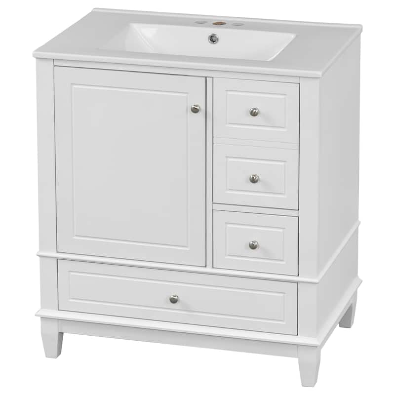 30" Bathroom Vanity with Sink, One Door with Shelf and Three Drawers, Soft Close Door