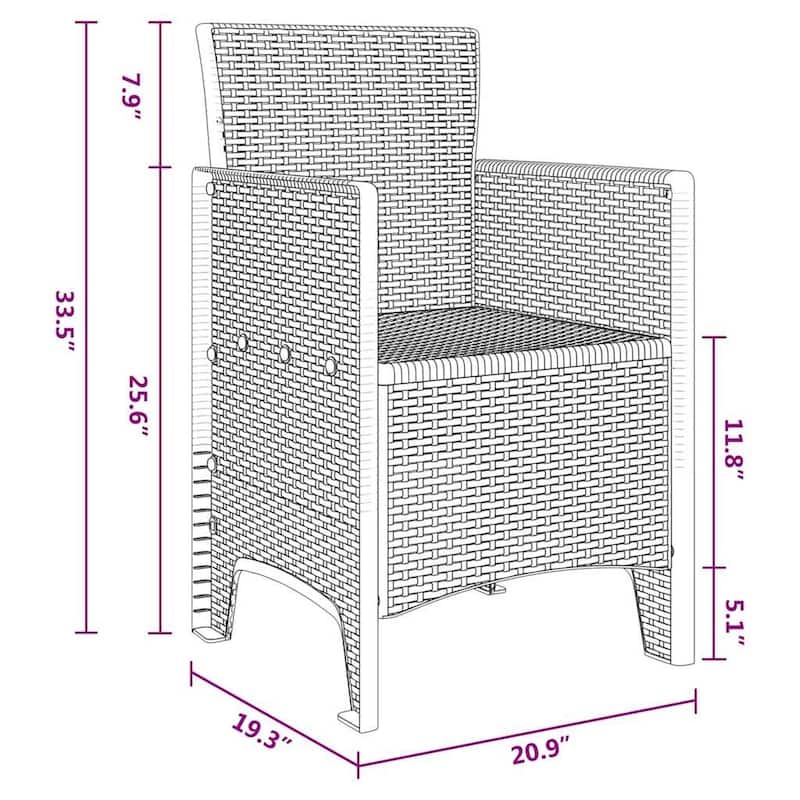 vidaXL Garden Chair 2/4 pcs Anthracite/Brown/White 53 x 49 x 85 cm PP - 53 x 49 x 85 cm
