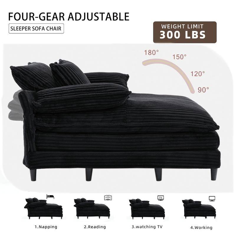 54.75" W Oversized Chaise Lounge Chair,Fluffy cushioned sofa bed
