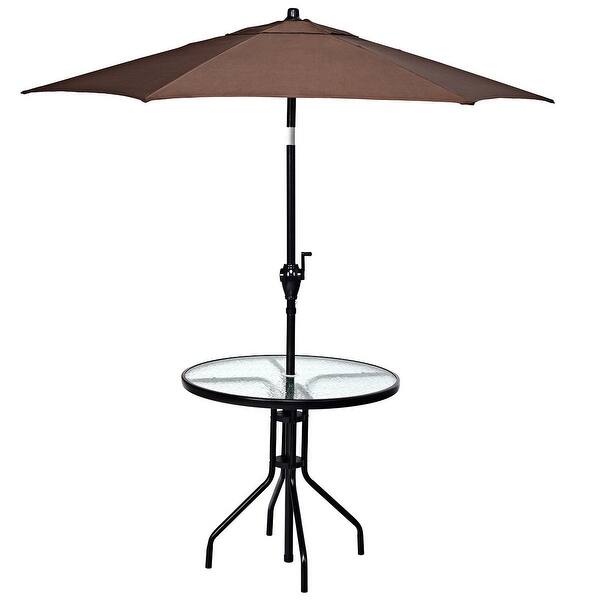 Shop Costway 2pc Patio Furniture Set 32 Round Table And 6 3ft Crank Tilt Umbrella New Overstock 26391263
