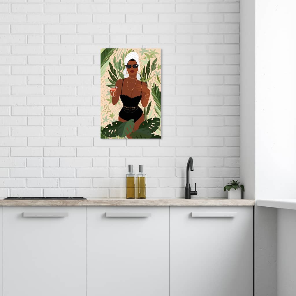 Wynwood Studio Fashion and Glam After Spa Cocktail Green and Cream White Tropical Wall Art Canvas Print