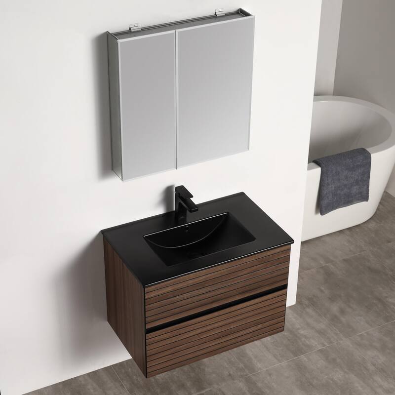 Blossom Annecy 30" Floating Bathroom Vanity with Black Ceramic Sink