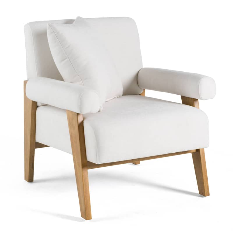 Modrest Cynthia Modern White Fabric & Wood Accent Chair