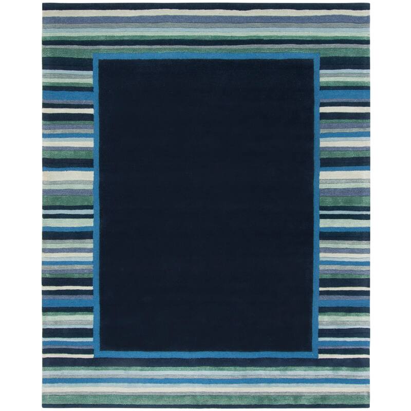 Martha Stewart by SAFAVIEH Striped Border Wool Rug - 9' x 12' - Wrought Iron