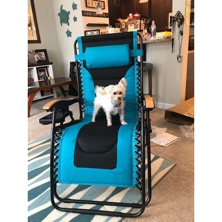 PHI VILLA Oversize XL Padded Zero Gravity Lounge Chair Wider Armrest Adjustable Recliner with Cup Holder, Support 350 LBS, - N/A