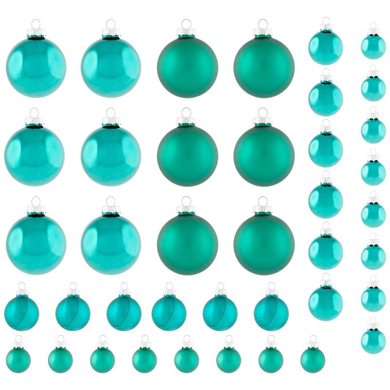 Shiny and Matte Multiple Size Glass Ball Christmas Ornaments - 2.5" - Green - 40ct