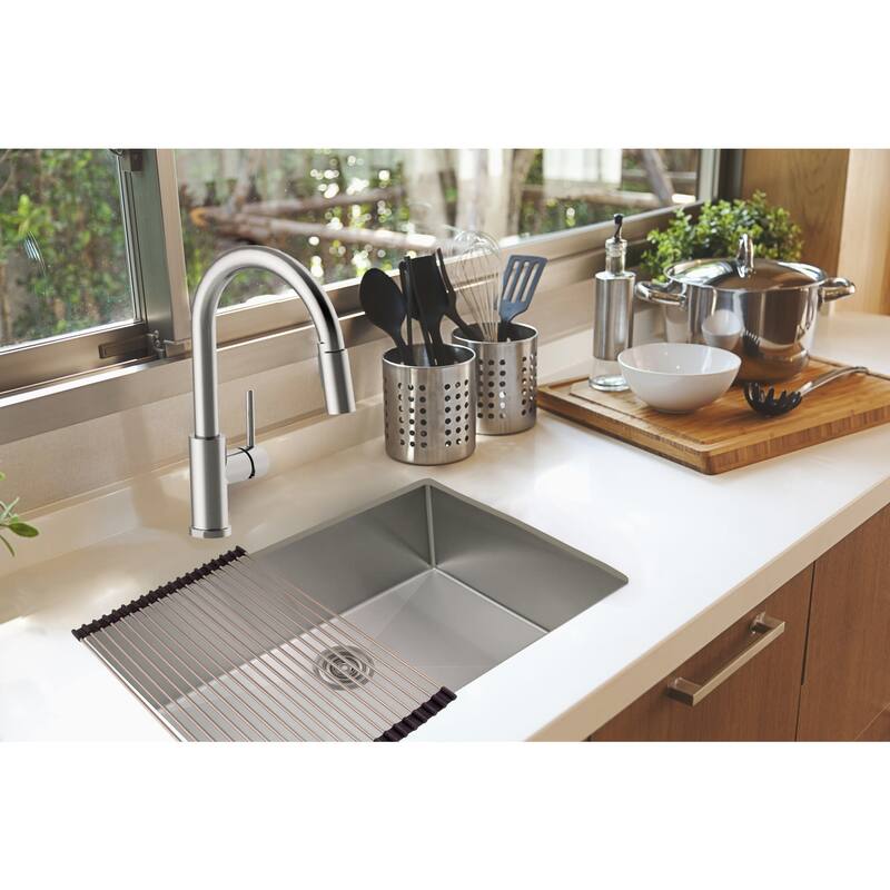 Design House 110098 Undermount Sink Kitchen Combo with Sink, Roll-Up - Satin Stainless Steel