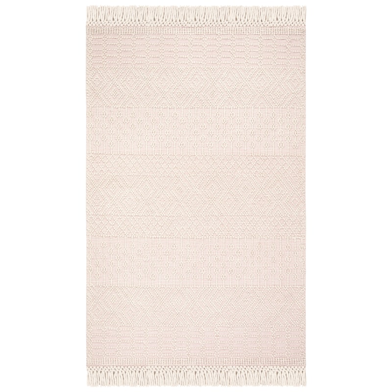 SAFAVIEH Handmade Natura Estel Wool Fringe Rug - 2' x 3' - Ivory/Pink