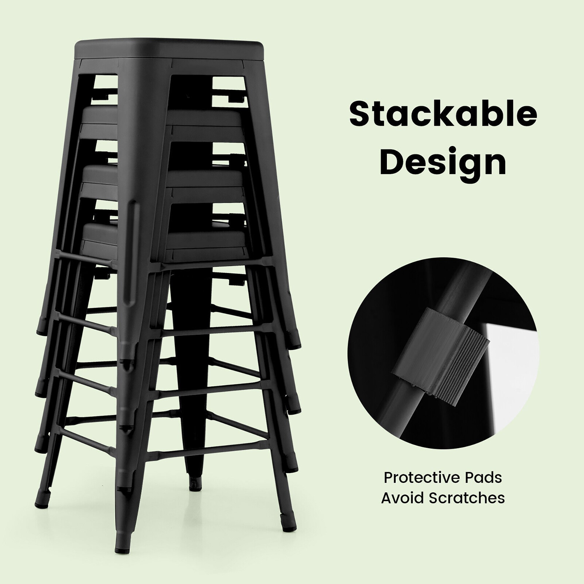 Howard 30inch Stackable Metal Barstool Set Of 4 Black 49 OFF