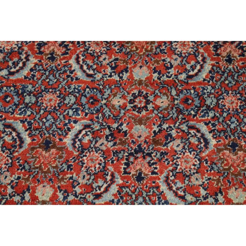 Hand Knotted Oriental 100% Wool Carpet Traditional Floral Oranges & Rust Senneh Area Rug - 11' 11'' X 9' 0''