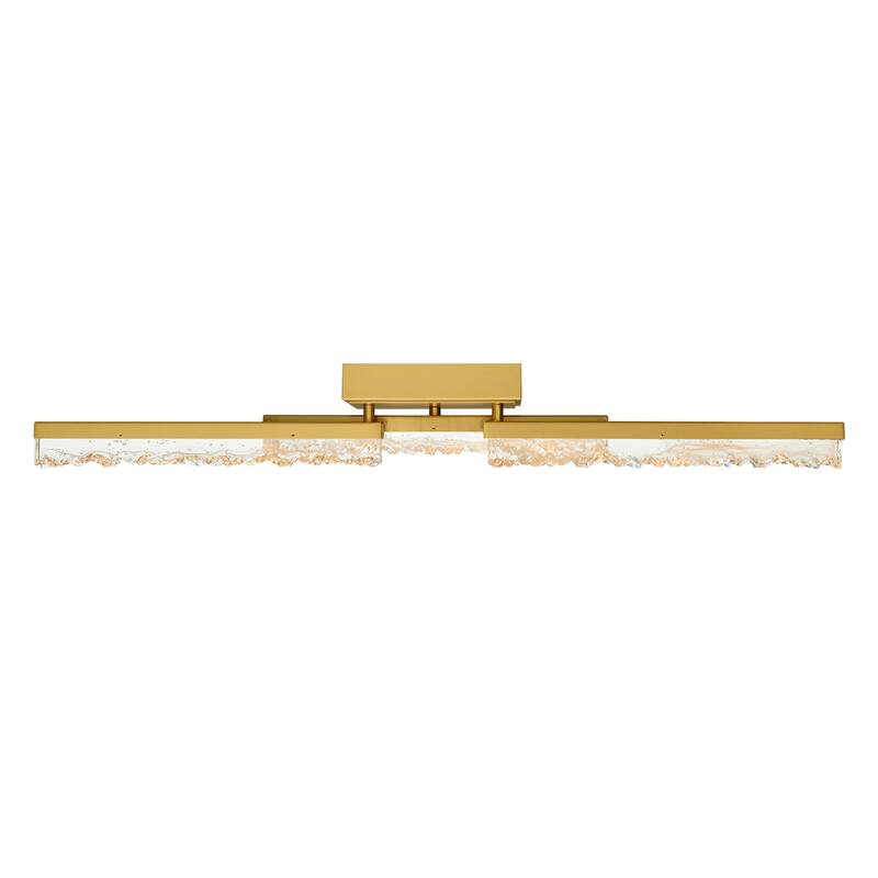 Stagger Integrated LED 36in Brass Vanity Light with Handcrafted Glass