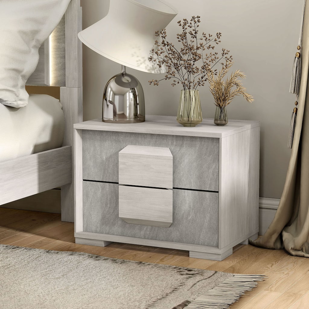 Furniture of America Jonnick Contemporary Two-tone Washed White 2-Drawer Nightstand