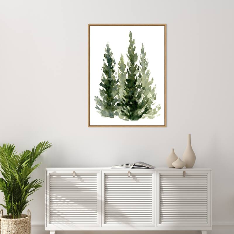 Simple Evergreens II by Emma Caroline Framed Canvas Wall Art - Sylvie Maple