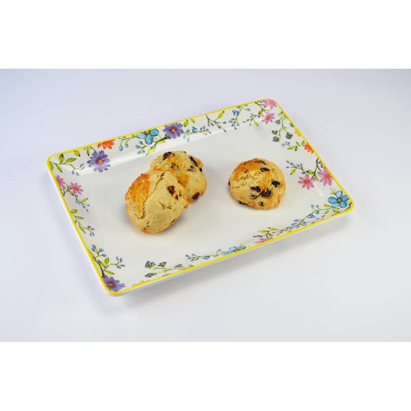 Euro Ceramica Charlotte 16.5" Rectangular Serving Platter - 16.5 in. x 10.63 in. x 1.18 in.