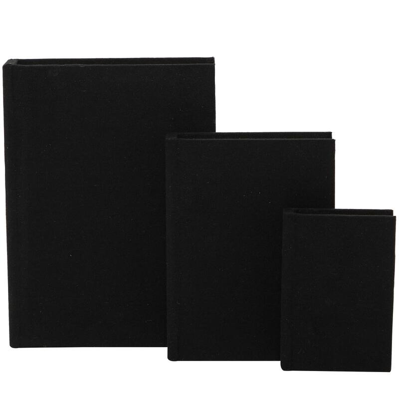 Burlap Leather Canvas Book Box Various Designs (Set of 3)