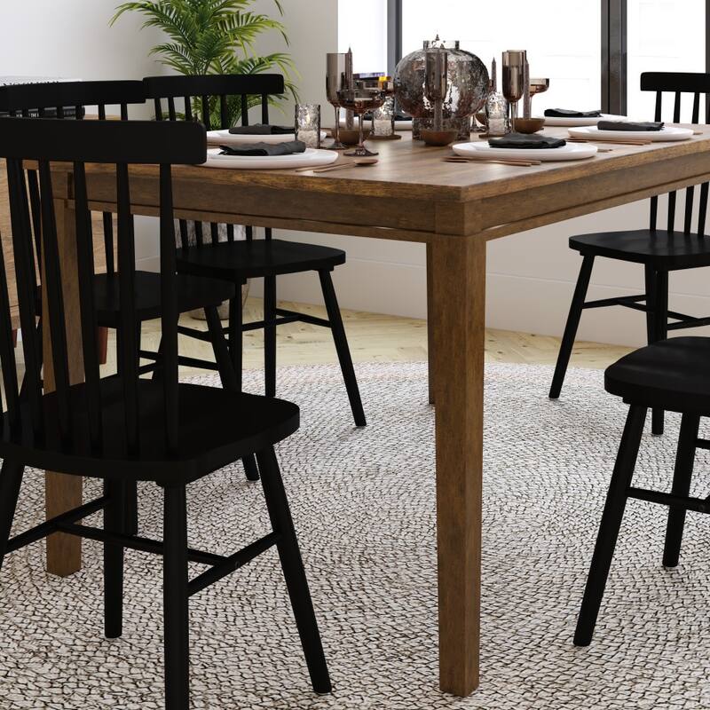 Classic Wood Dining Table with Offset Tapered Legs