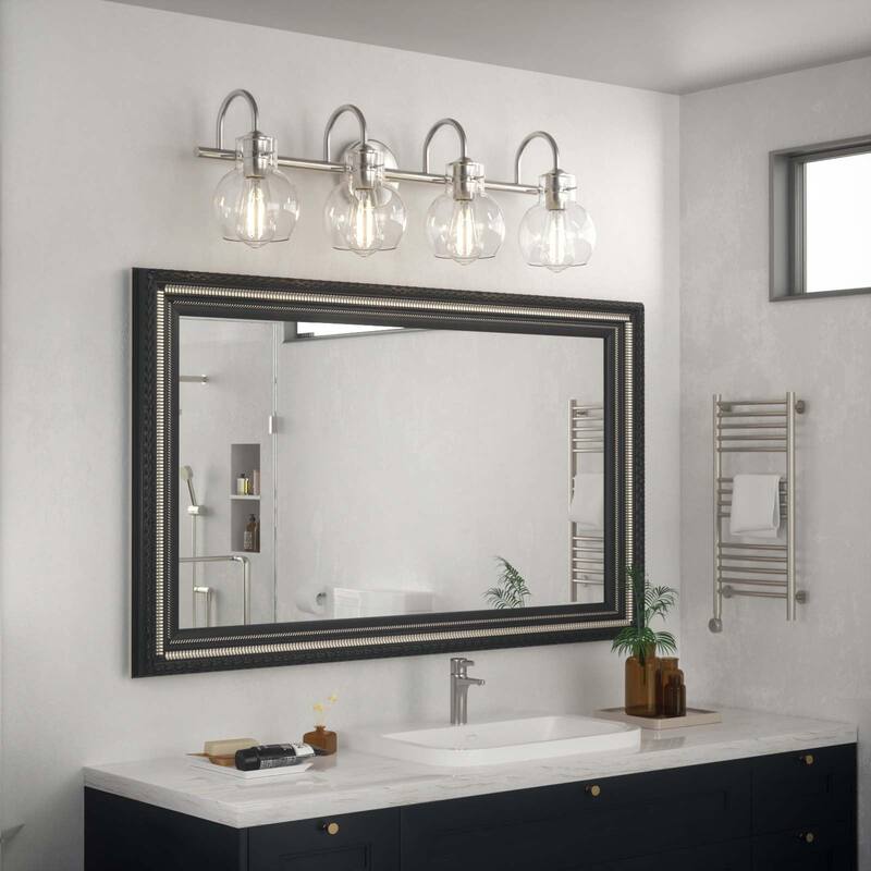 Modern 2/3/4 Bathroom Vanity Lights Clear Globe Glass Shade