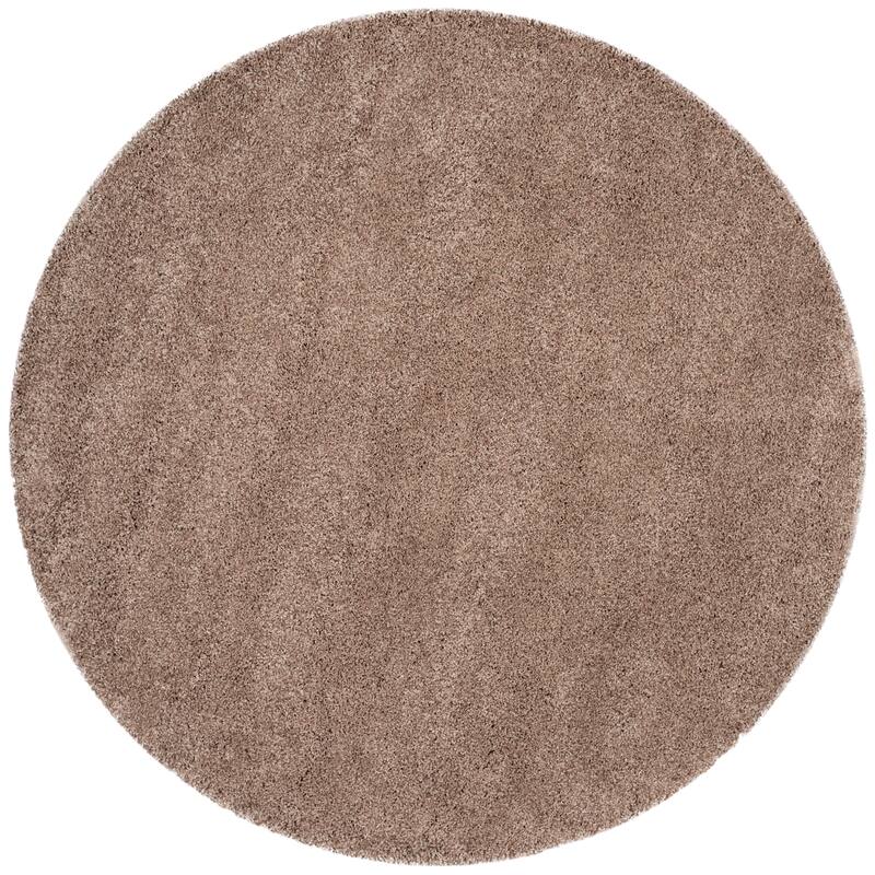 SAFAVIEH California Premium Shag Izat 2-inch Thick Area Rug - 4' Round - Taupe