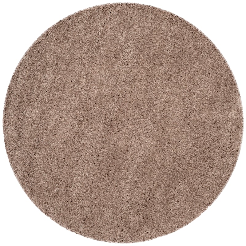 SAFAVIEH California Shag Izat 2-inch Thick Area Rug - 4' x 4' Round - Taupe
