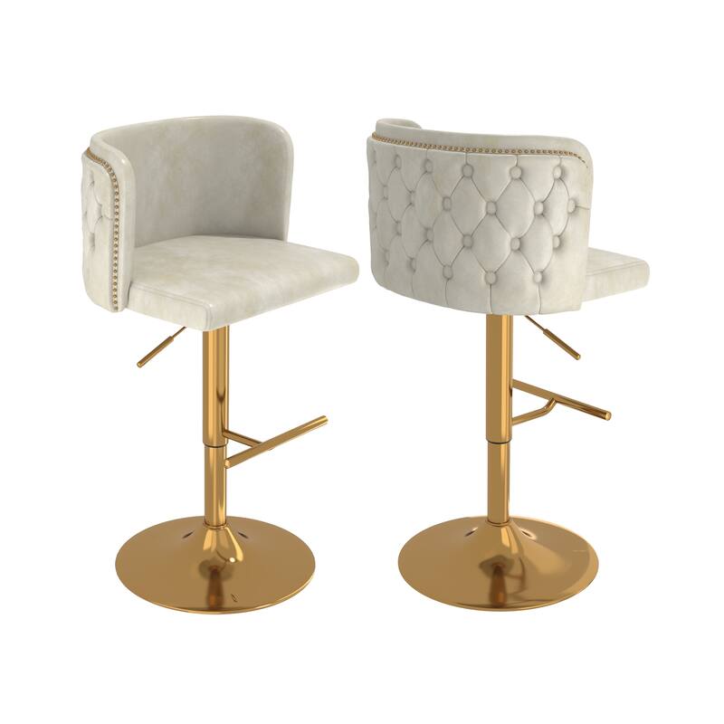 Swivel Bar Stools Set of 2, Modern PU Bar Stools with Backs - Counter Height