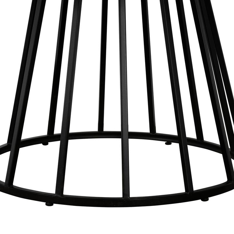 Motion 51" Oak and Metal Round Dining Table with Pedestal Base