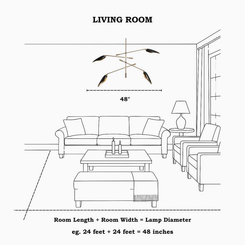 Modern Multi-Light Large Black Gold Sputnik Chandelier Metal Pendant Lights for Dining Room