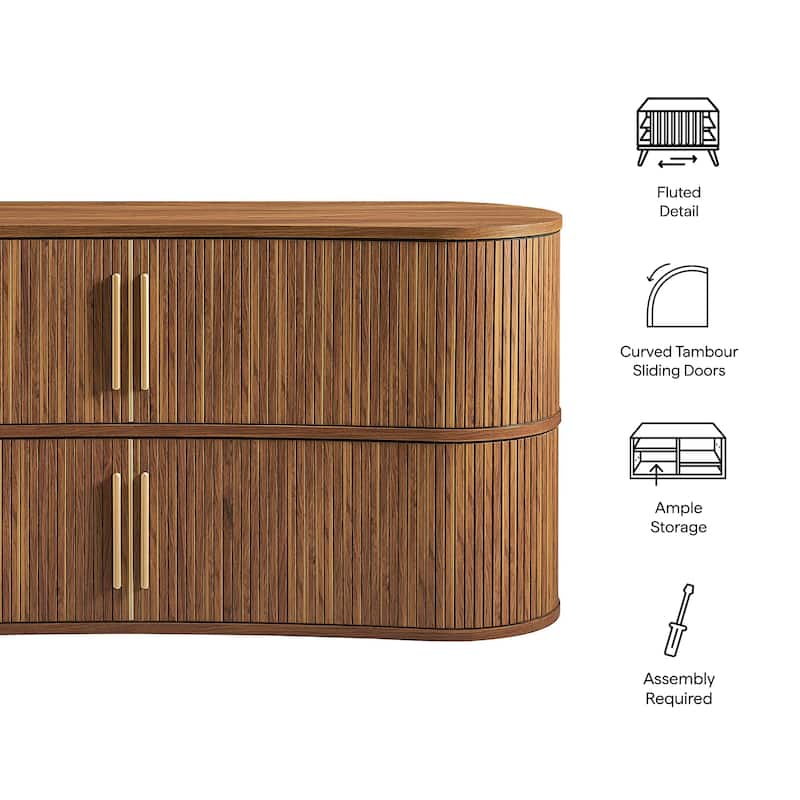 Radcliffe 63" Curved Fluted Sideboard Buffet Cabinet