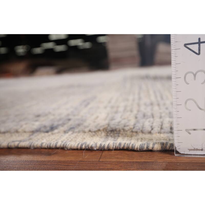 All-Over Striped Moroccan Large Area Rug Handmade Wool Carpet - 9'10"x 14'3"