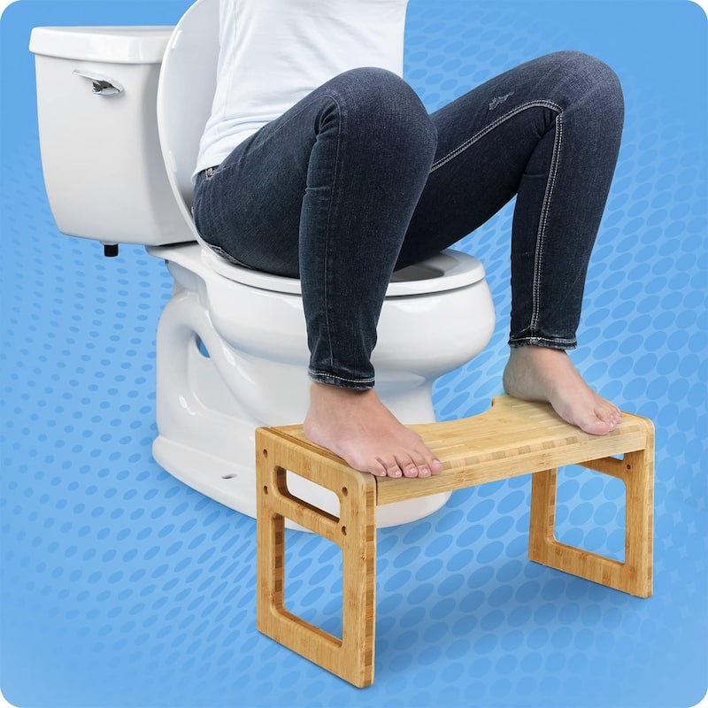 Squatty Potty Tao Bamboo Adjustable Toilet Stool, 7 Inch and 9 Inch Bathroom Stool for Kids and Adults, Brown - Tao Bamboo