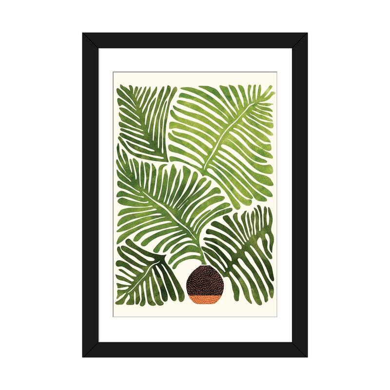iCanvas "Summer Fern" by Modern Tropical - Black - 32x24x1