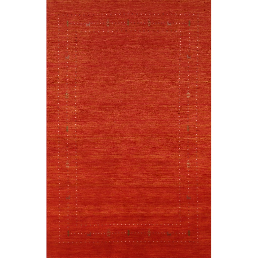 Hand Knotted Oriental 100% Wool Carpet Tribal Tribal Oranges & Rust Gabbeh Area Rug - 8' 0'' X 5' 0''