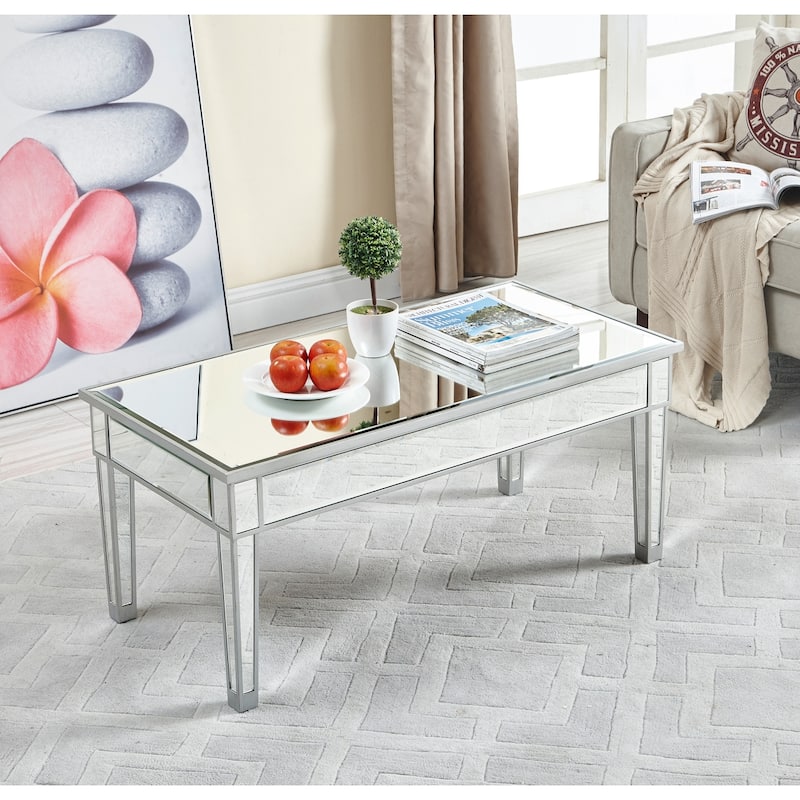 coffee table 40"W x 20"D x 18"H in antique silver paint