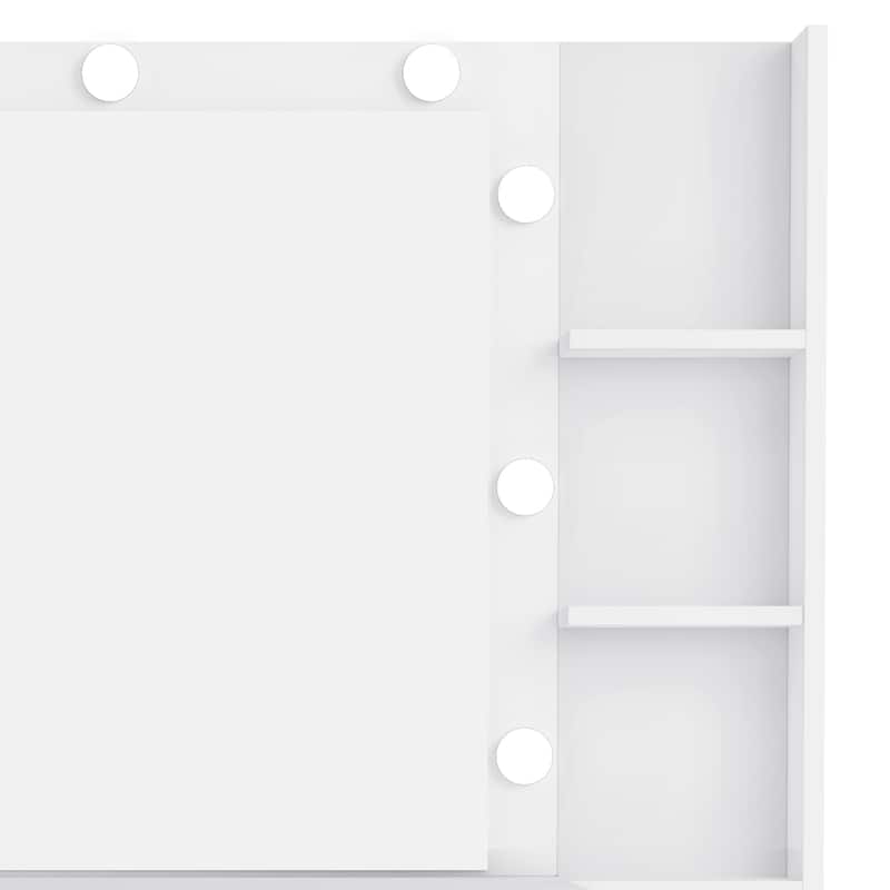 Moasis 43.3" Mirror Makeup Vanity Table with Stool and Mirror Bulbs