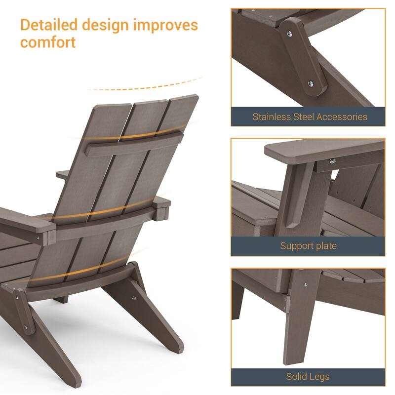 LIVOOSUN Patio Foldable Chair With Armrests,Resin Waterproof-Set of 2