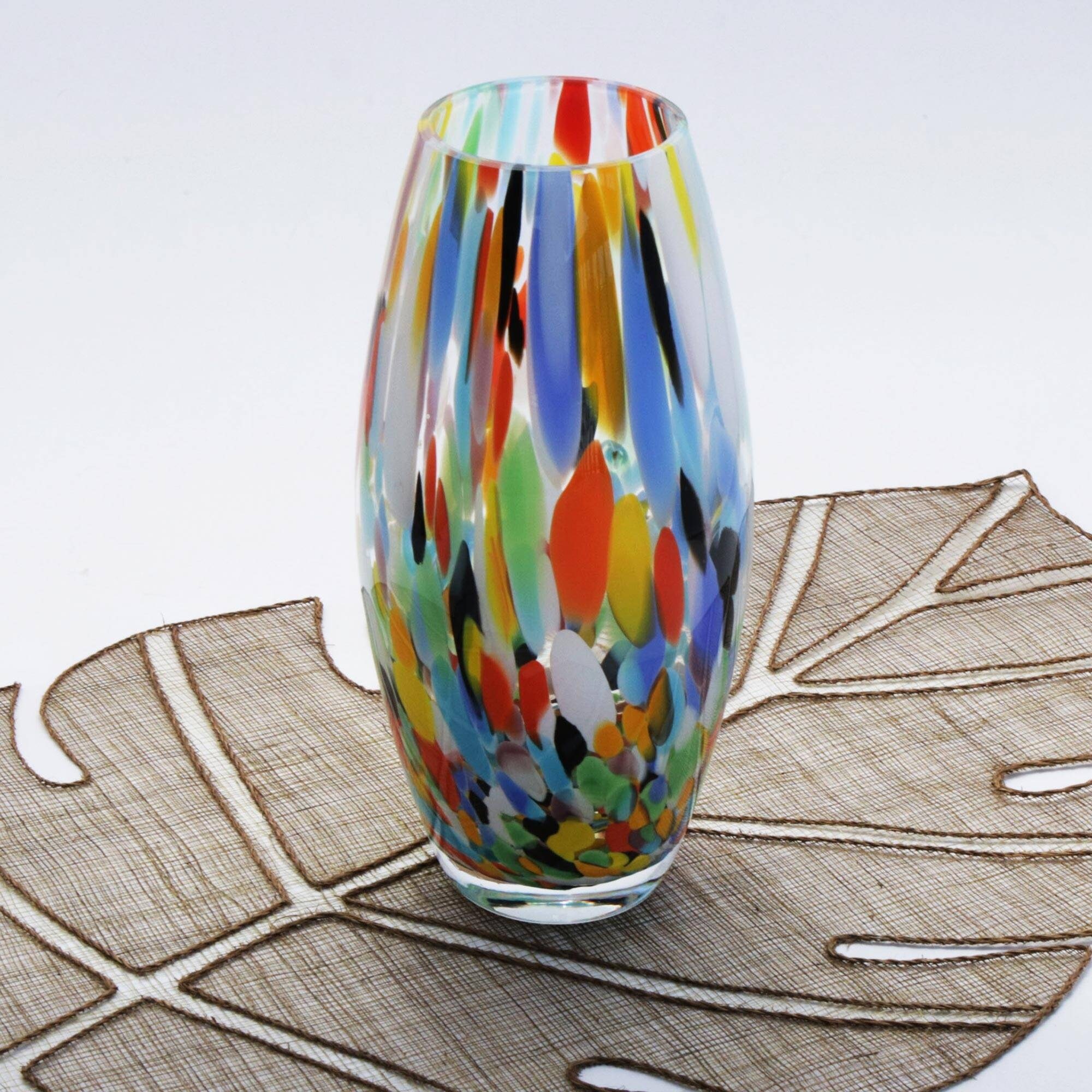 NOVICA Carnival Confetti, Handblown art glass vase (9 inch)