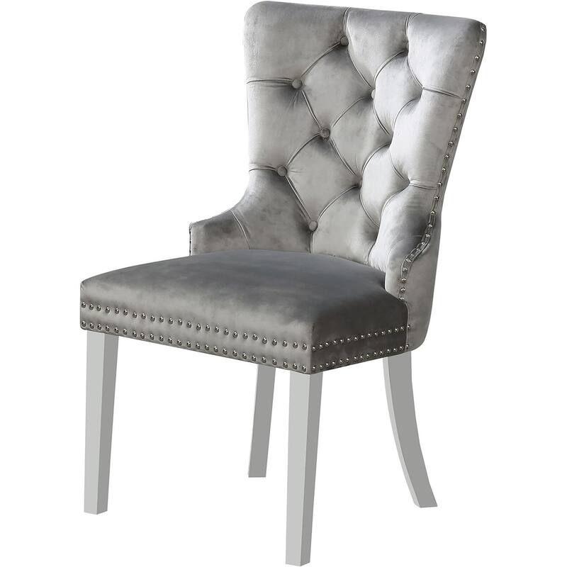 Contemporary Gray Finish Wingback Chairs Set