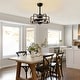 preview thumbnail 11 of 18, Industrial Black Caged Chandelier Ceiling Fan with Lights and Remote