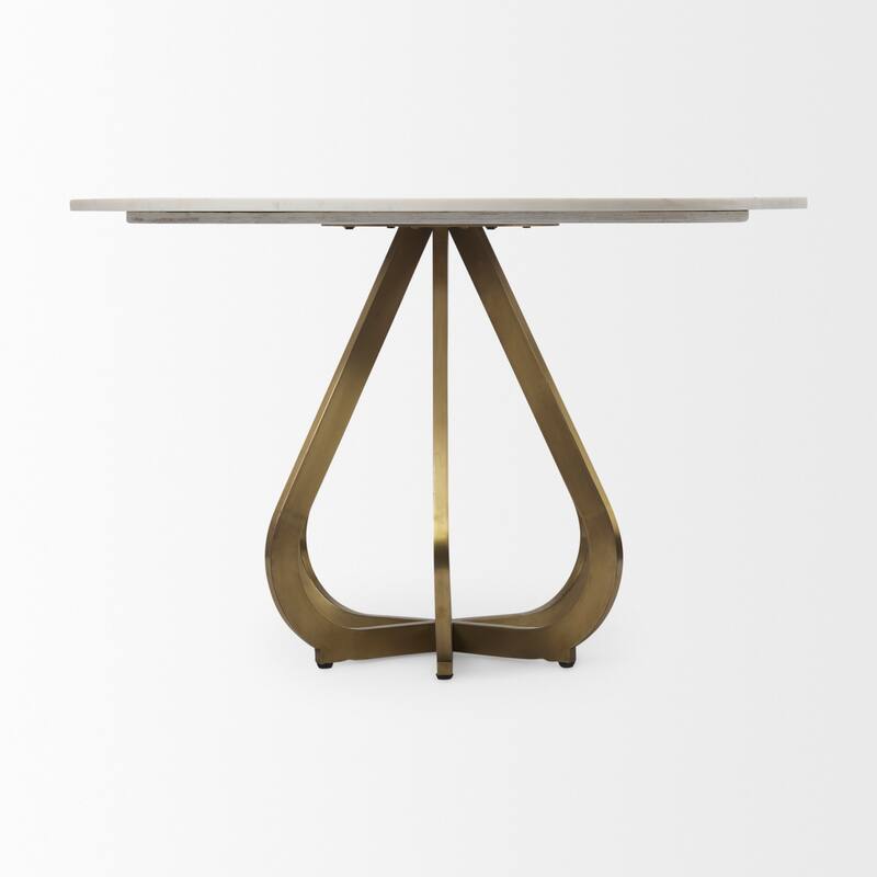 Laurent White Marble Top w/Gold Metal Base Dining Table - Off White