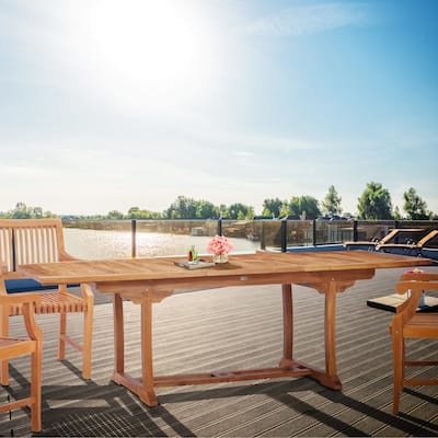 Chic Teak West Palm Semi Oval Teak Wood Outdoor Extension Dining Table, 71 to 94 inch (Table Only)