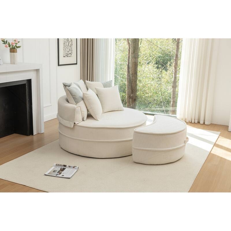 Comfortable Oversized Velvet Armchair with Ottoman and Multiple Pillows for Various Rooms