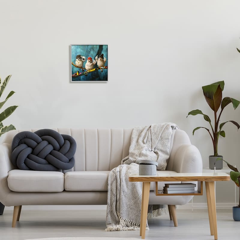 Stupell Hip Hop Bird Trio Urban Graffiti Tree Boombox Framed Wall Art, Design by Lucia Heffernan - Blue