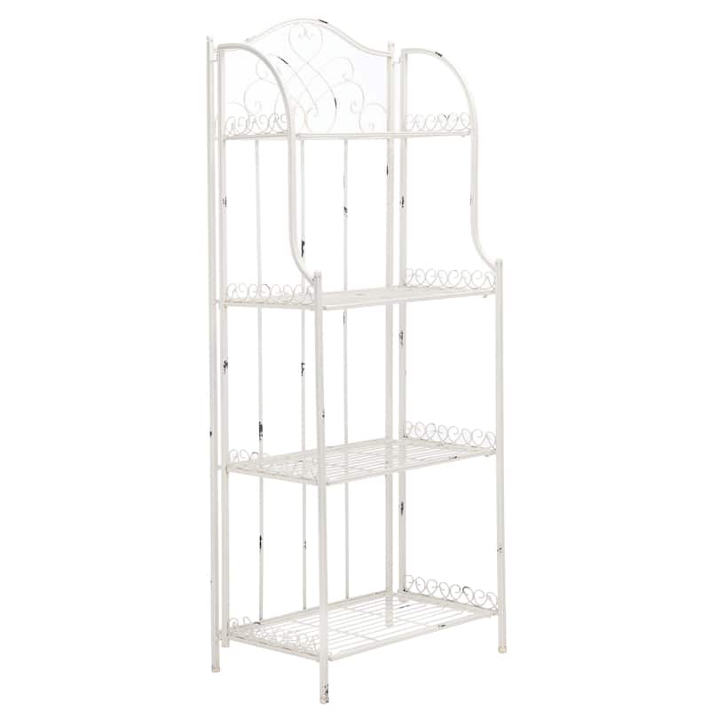 SAFAVIEH Bryn Victorian Wrought Iron 4-Tier Outdoor Bakers Rack - 25 In. W x 15 In. D x 63 In. H - 25"W x 15"D x 63"H