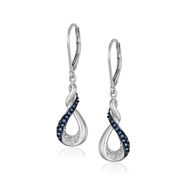 Sterling Silver Blue and White Diamond Earrings