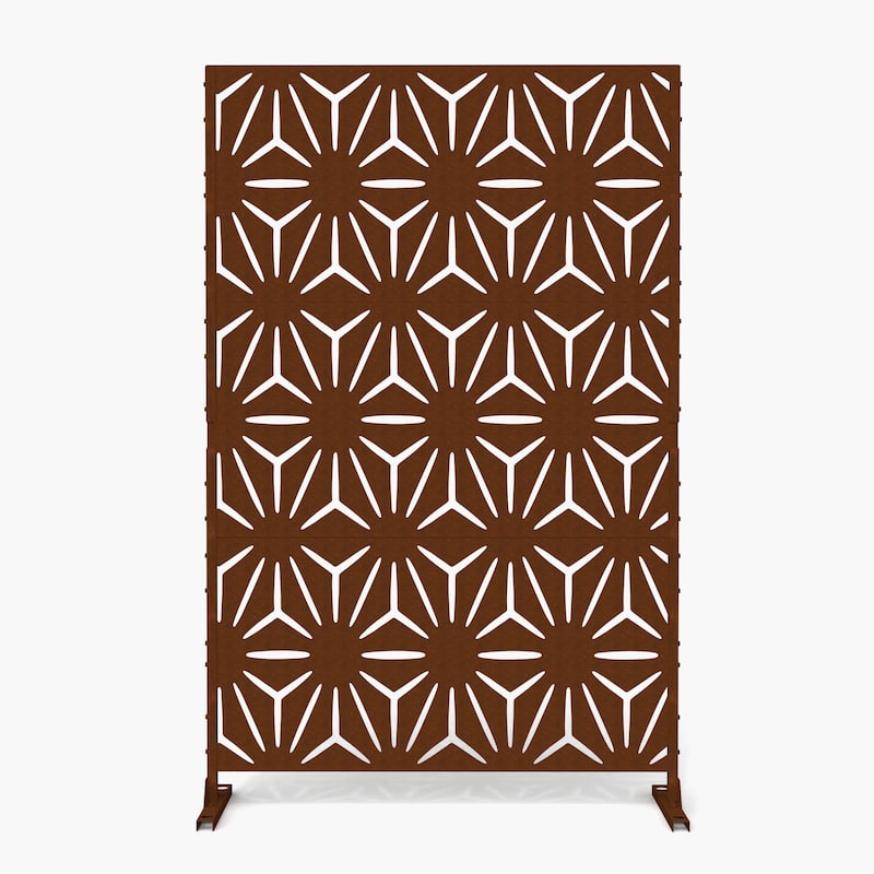 Outdoor Privacy Screen with Stand for Patio Garden Metal Fence