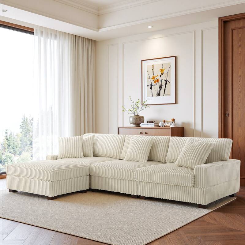 Modular Sectional Sofa Set with Adjustable Headrests and Ottomans