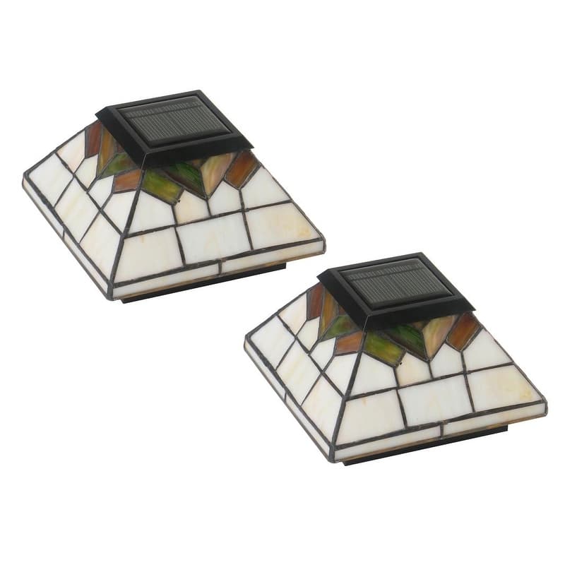 Classy Caps Stained Glass Wellington Solar Post Cap (Set of 2)
